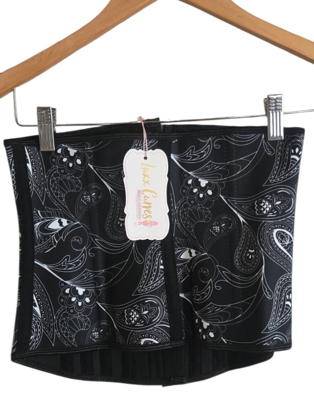 NWT Luxx Curves Black Floral Waist Trainer Shapew Wear Size Small